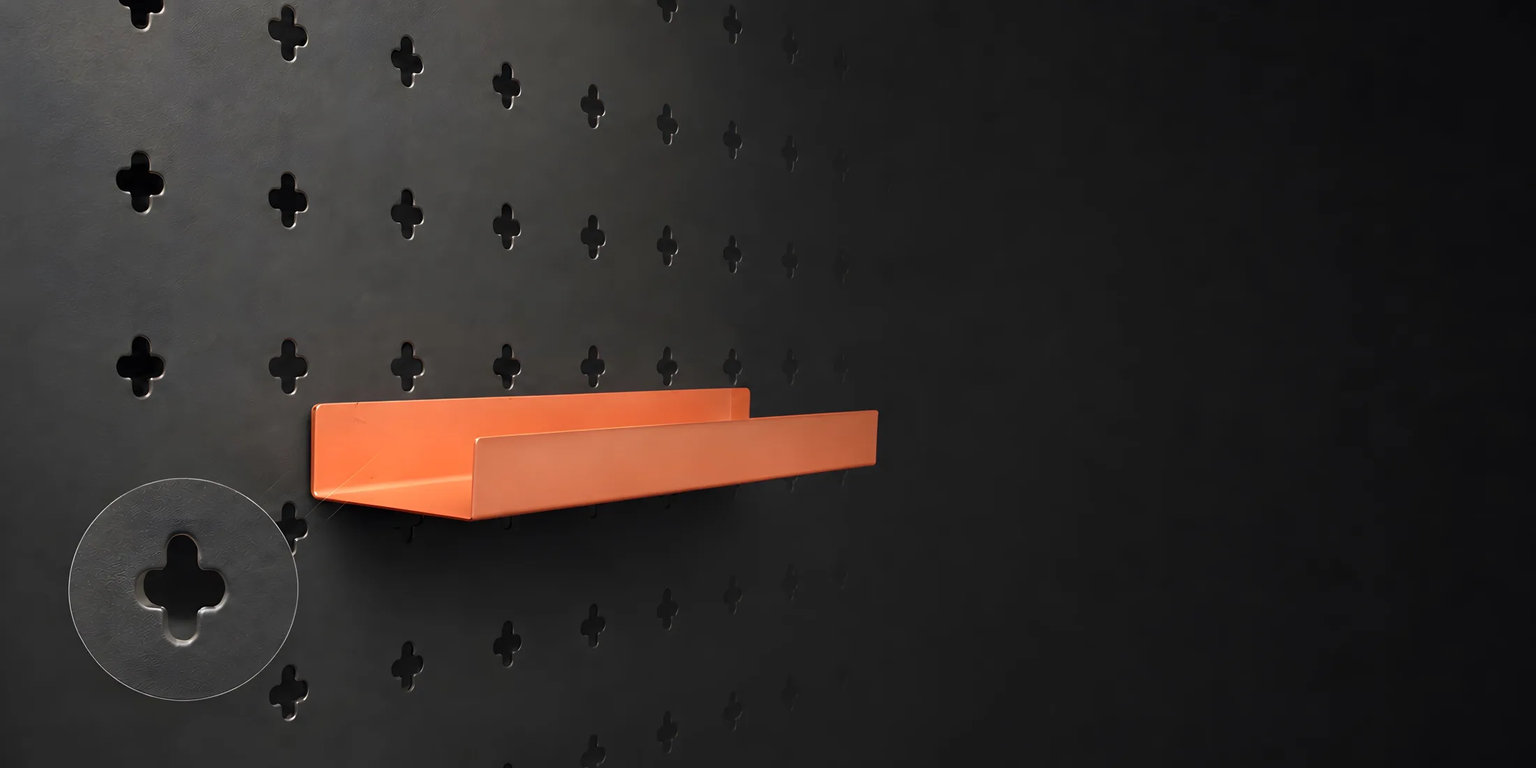 Rounded cross-shaped perforation and accessory